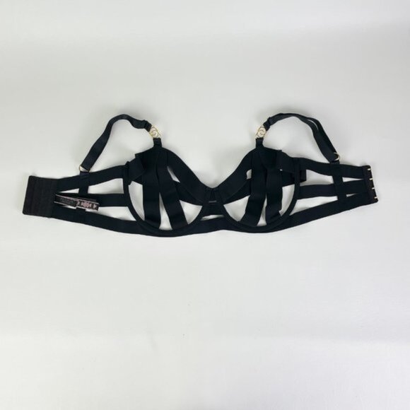 NWOT Victoria's Secret Bra 34DDD Unlined Balconet Strappy Banded Black B1721 - Picture 3 of 7